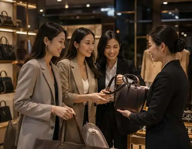A luxury boutique interior during a private shopping visit