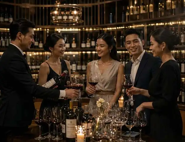 Wine poured for a private tasting